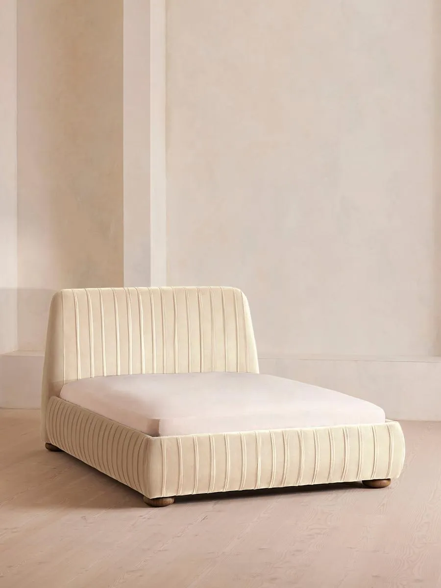 Vivienne Bed, Super King, Velvet, Porcelain