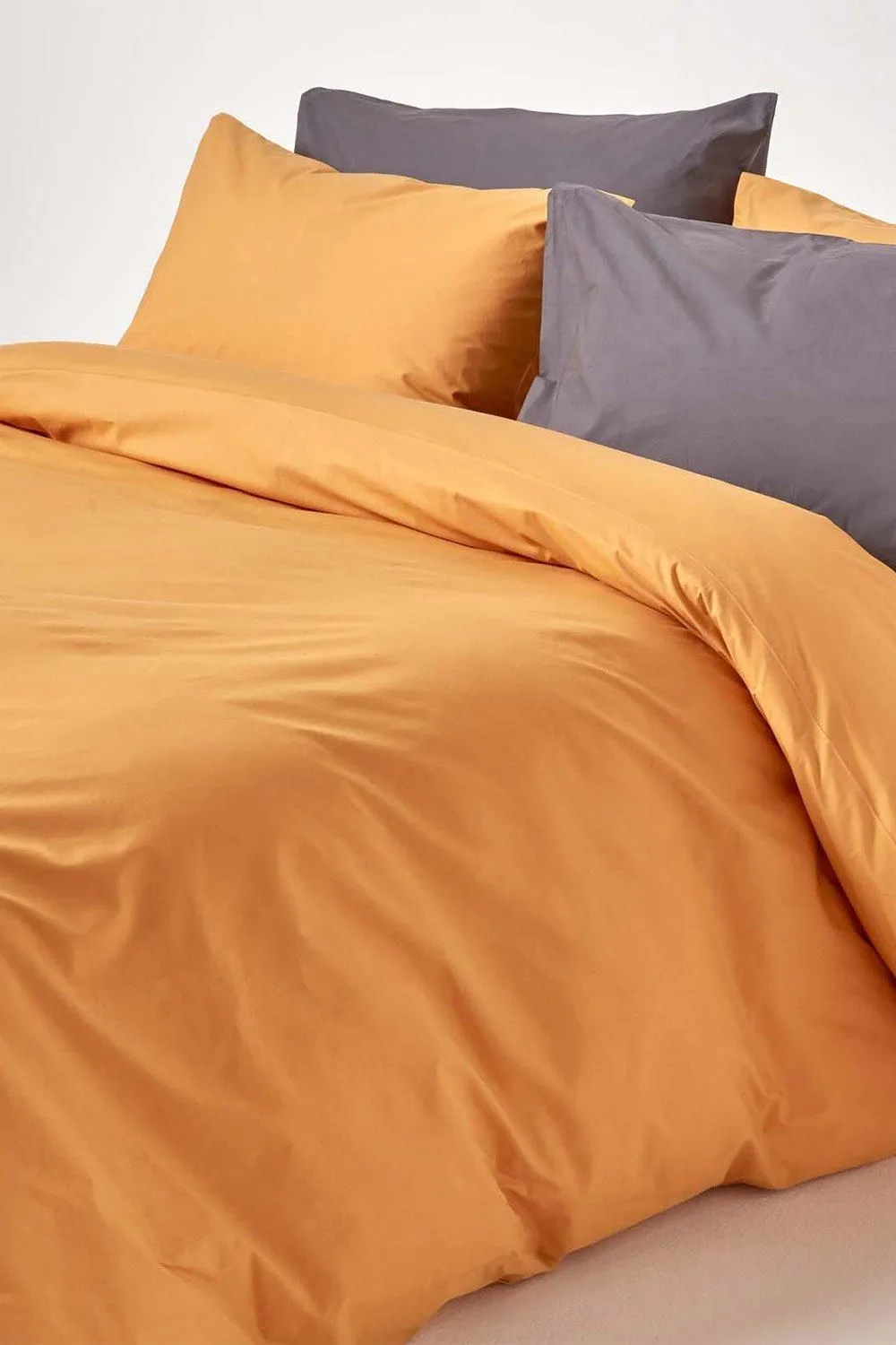 Homescapes Egyptian Cotton Duvet Cover with Pillowcase, 200 TC in Mustard 5