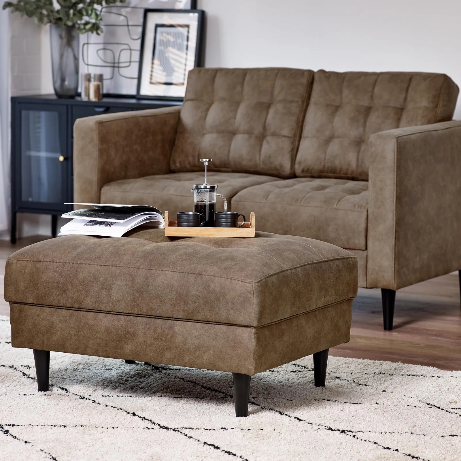 FurnitureboxUK Jade Brown Faux Leather 2 Seater Sofa 6