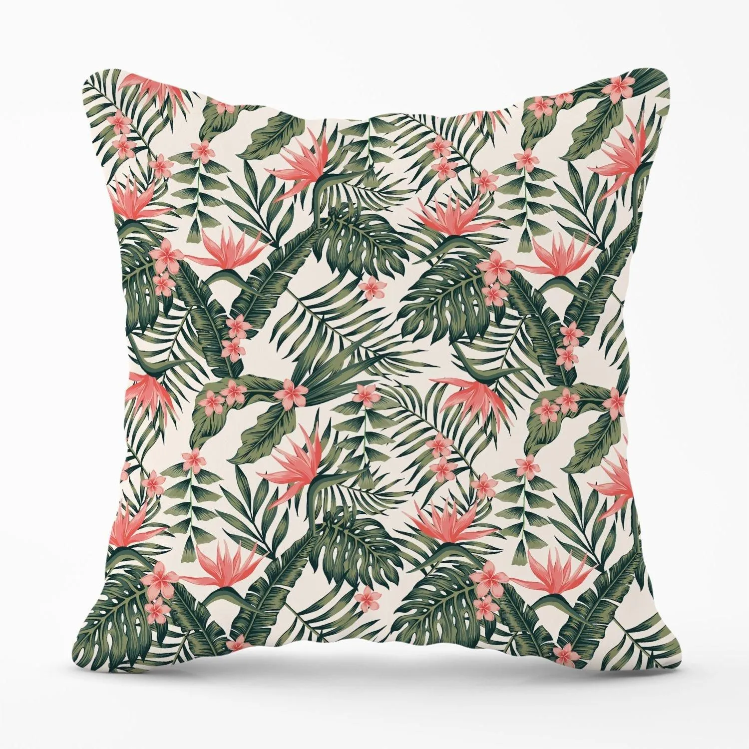 Warren Reed - Designer Dark Tropical Green Leaves Outdoor Cushion
