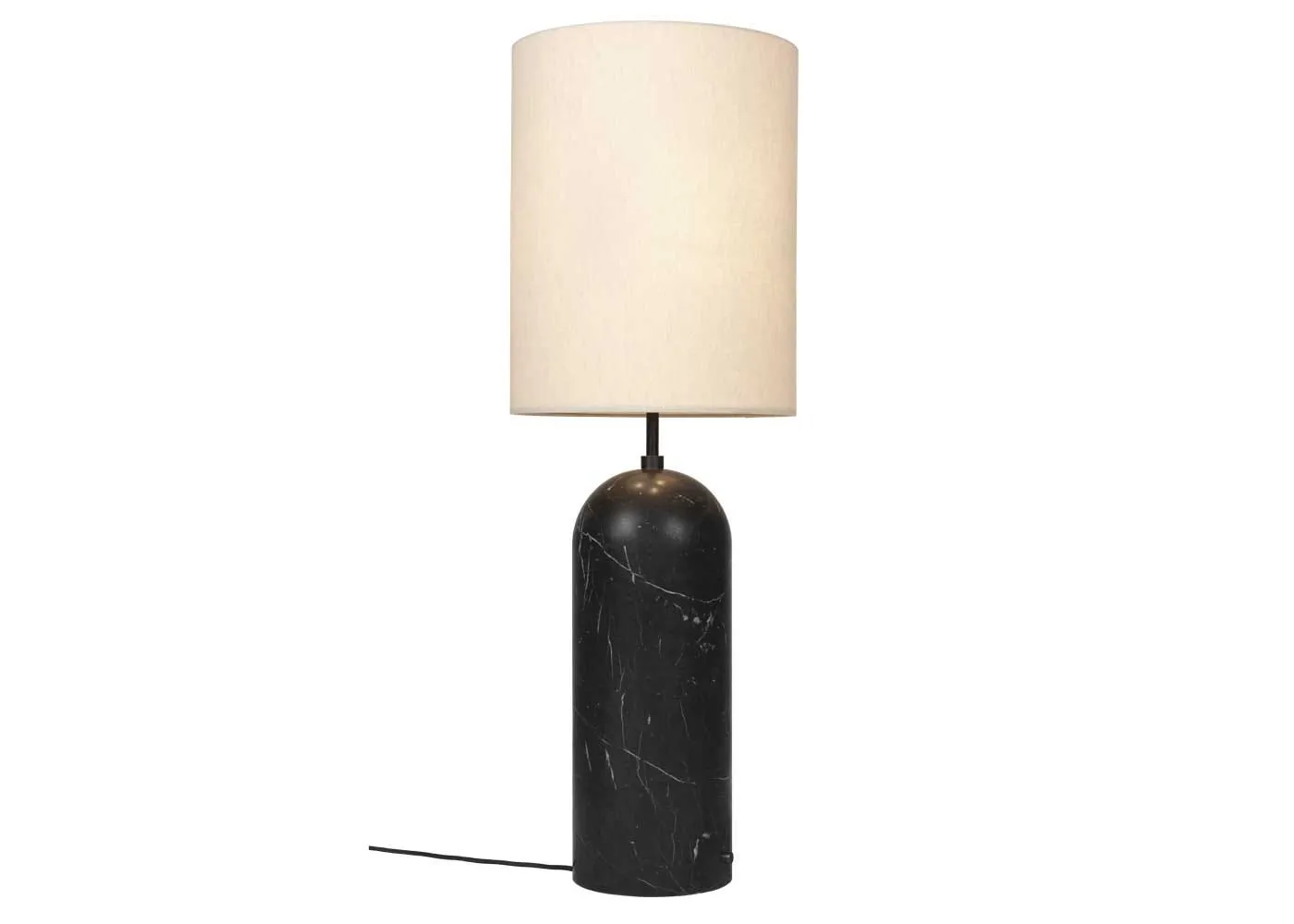 Gubi Fol19 Gravity Floor Lamp XL High Black Marble Base Canvas Shade 1