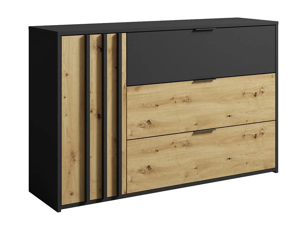Vente-unique 3 - Drawer & 1 - Door Chest Of Drawers - Black & Natural - TUNALO 5