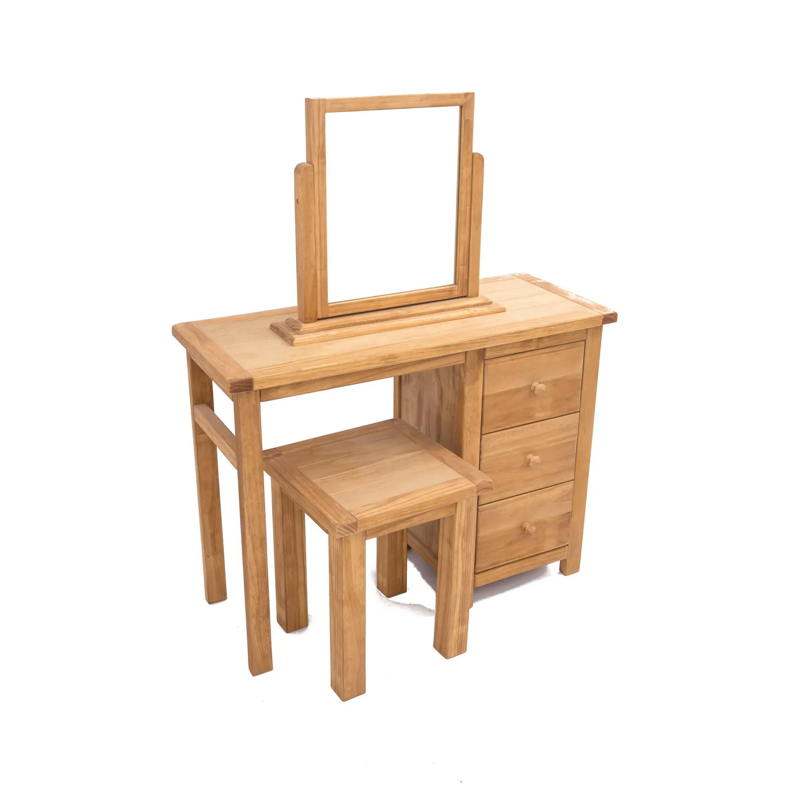 Cabinet Bits Lugo 3 Drawer Dressing Table Set Wood Knob in Light Brown 3