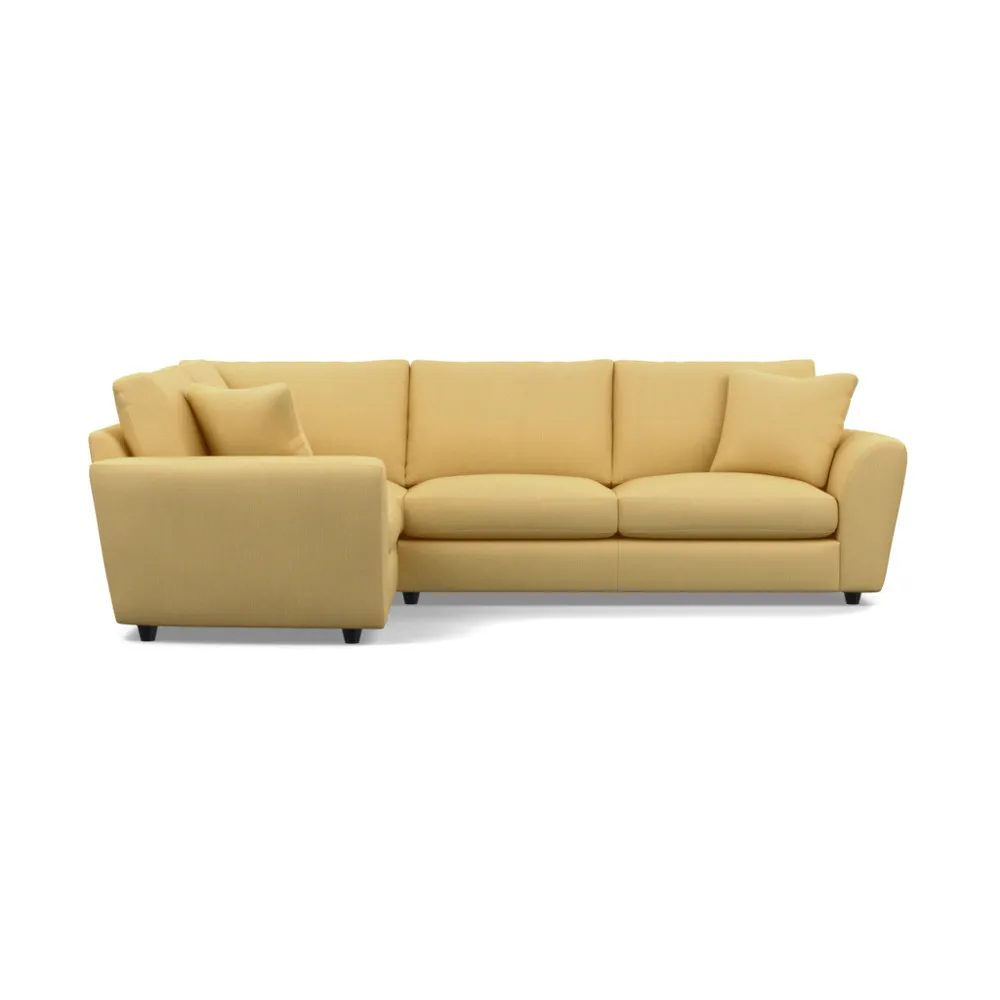 Heal's Snooze Left Hand Facing Corner Sofa Tejo Recycled Ochre Black Feet