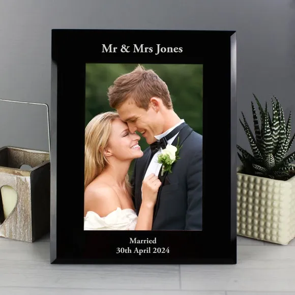 Personalised Portrait Black Glass Photo Frame 3