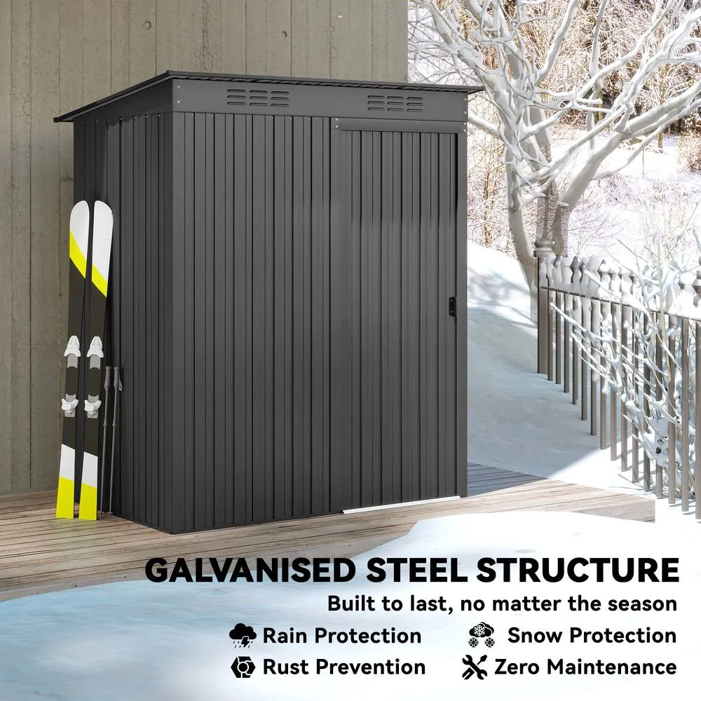 OUTSUNNY 5 x 3.5ft Metal Garden Shed with Effortless Assembly, Dark Grey 6
