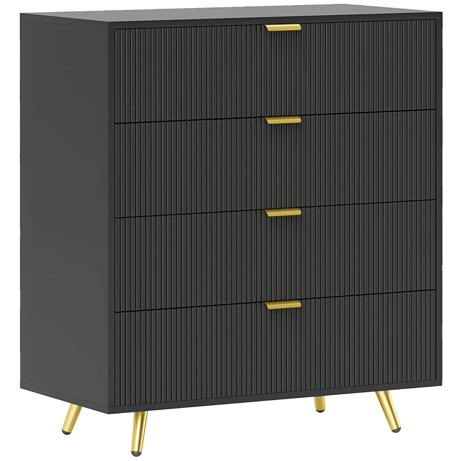 HOMCOM Chest of Drawers with 4 Drawers for Bedroom, Living Room in Black 2