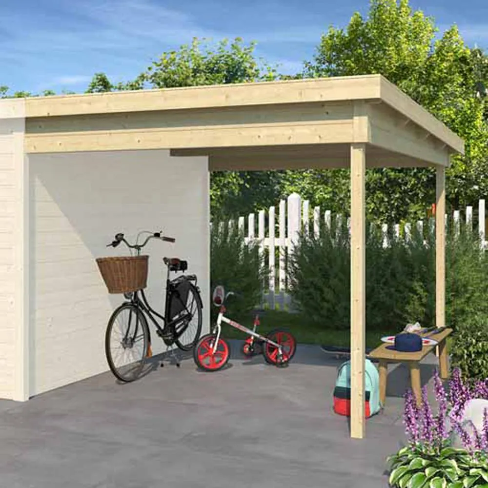 Lasita Maja Ltd Zambezi anbau 300x250-Log Cabin, Garden Room, Home Office - H211 cm in Light Tan 2