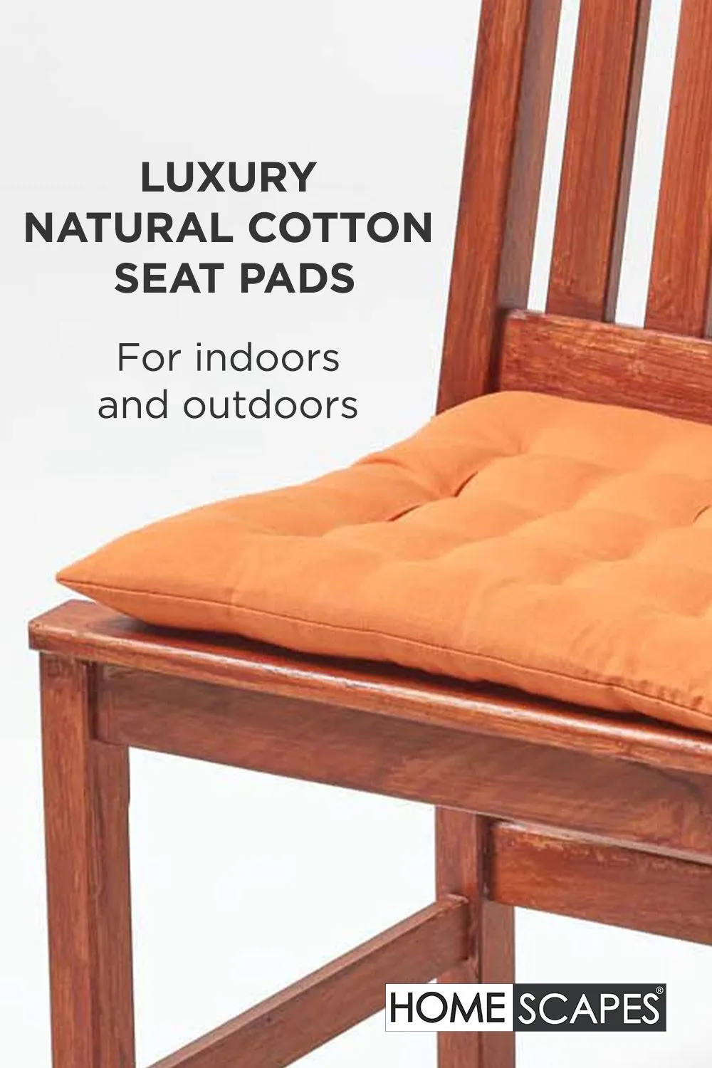 Homescapes 4 Pack Seat Pads Luxury 100% Cotton Indoor Outdoor Garden Cushion, 40cm in Burnt Orange 2