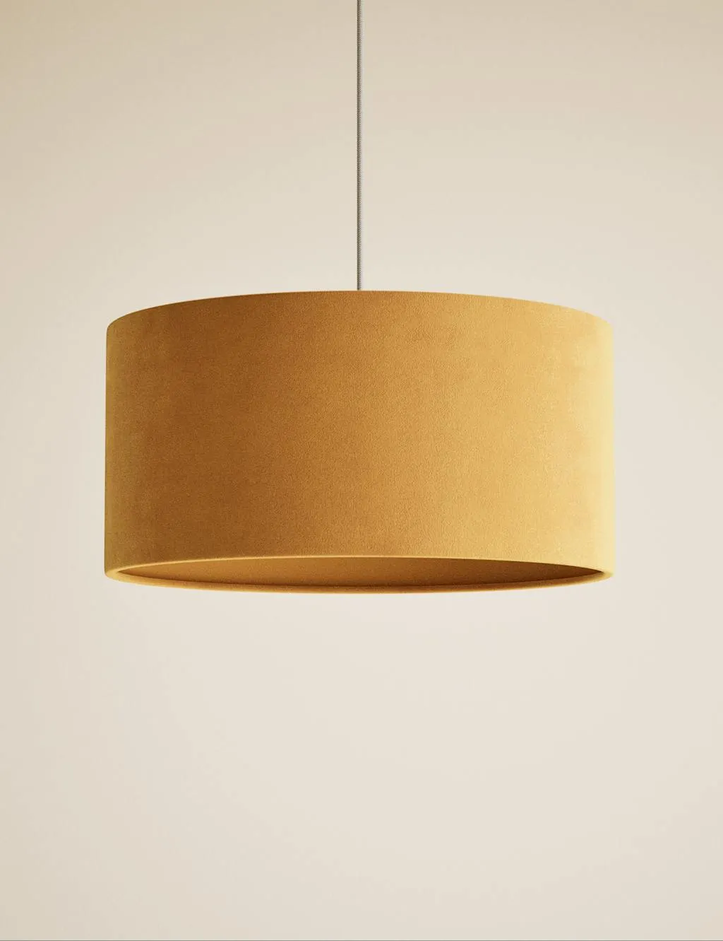 M&S Velvet Oversized Ceiling Lamp Shade Ochre