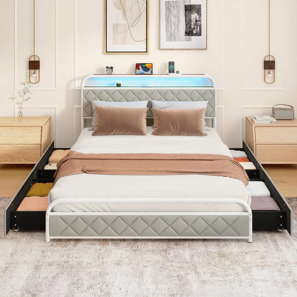 Costway King Size Modern Faux Leather Upholstered Platform Bed 3