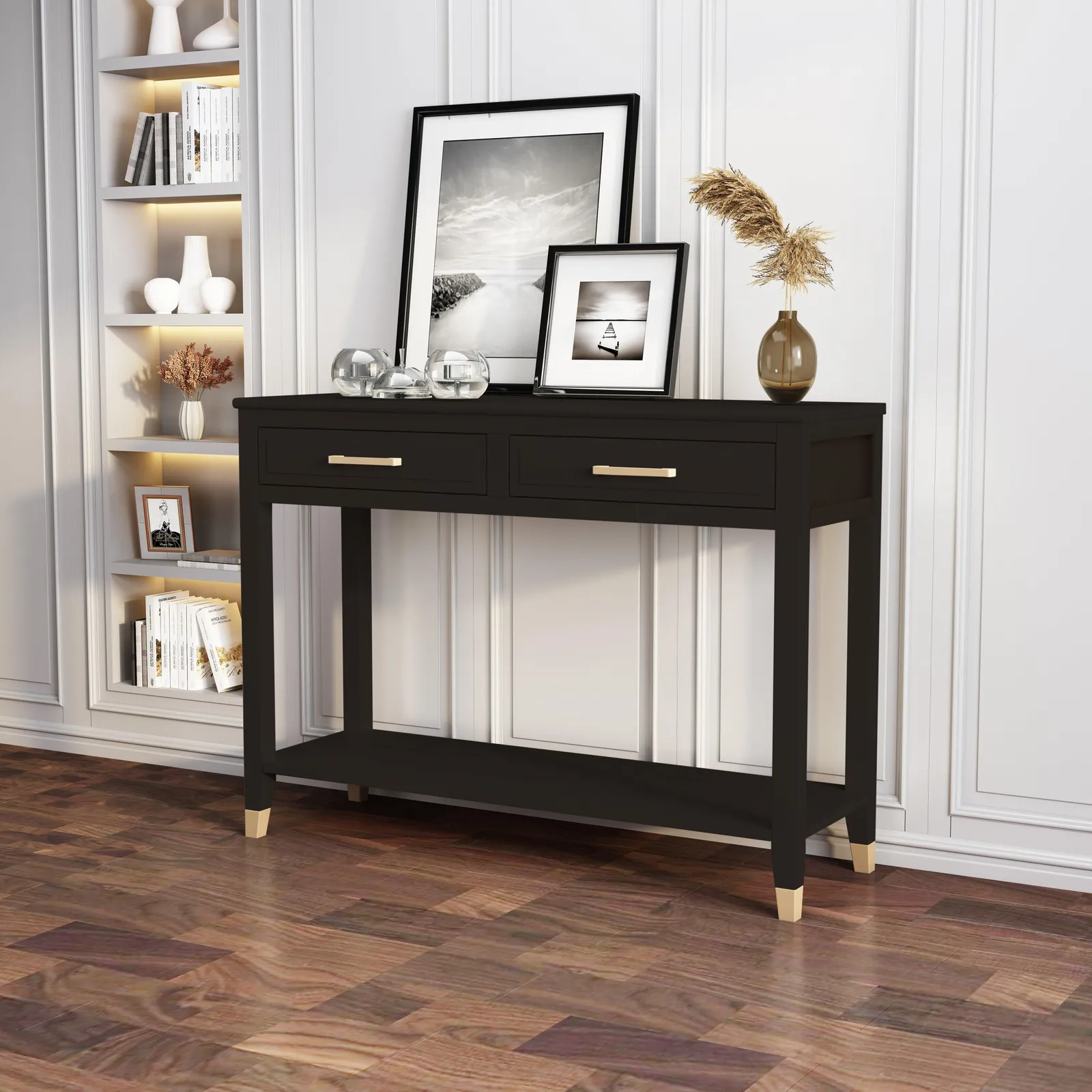 Cabinet Bits Palazzi 2 Drawer Console Table in Black 1