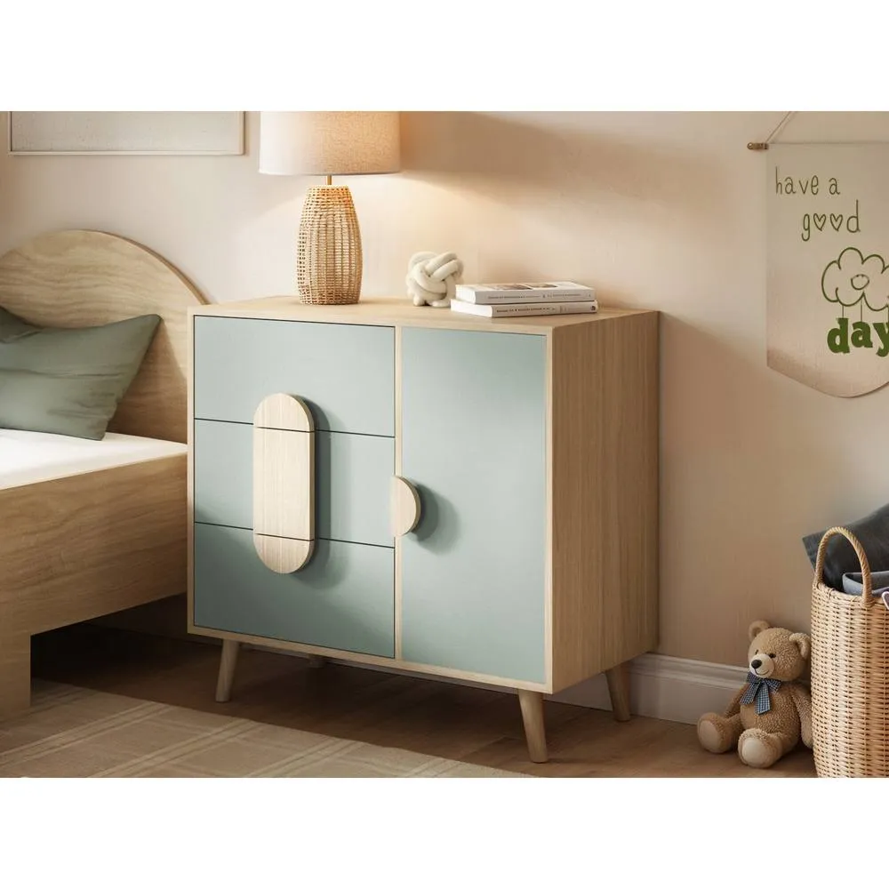 Flair Noah Chest of Drawers Oak in Green