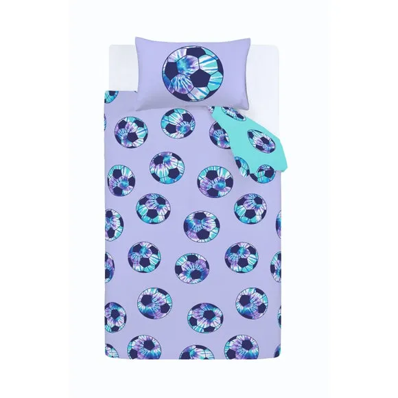 Catherine Lansfield Tie Dye Football Purple Reversible Duvet Cover and Pillowcase Set 6