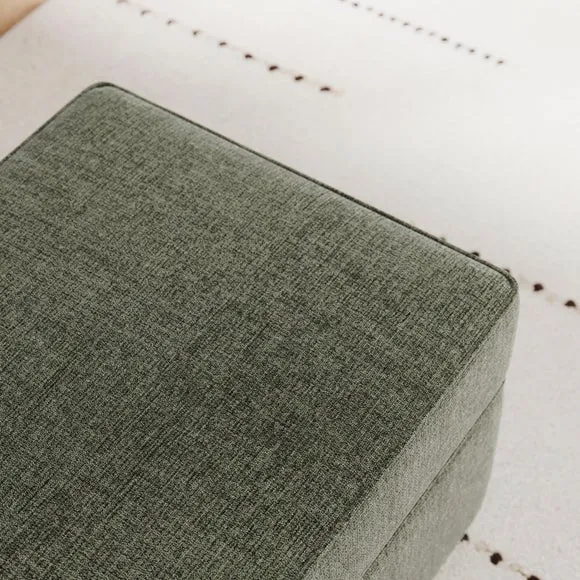 Baxter II Chenille Soft Texture Footstool Olive 5