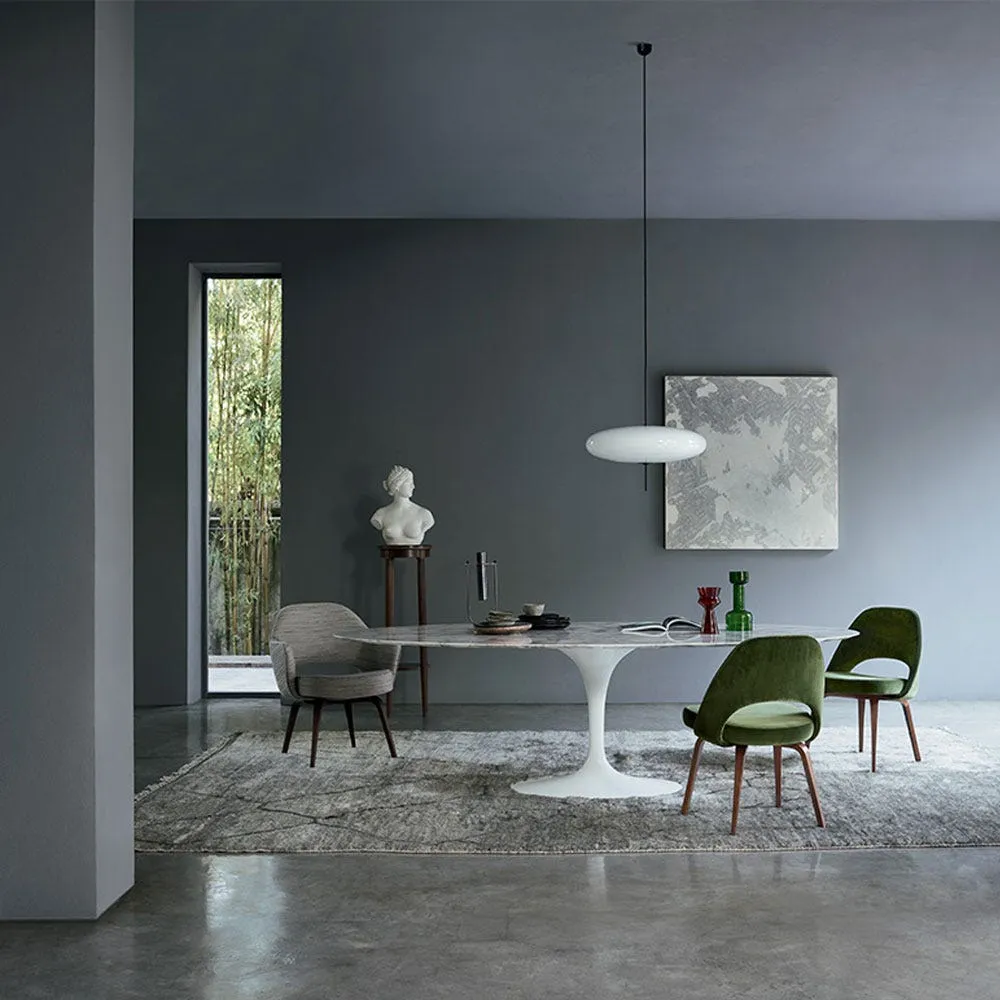 Knoll Saarinen Dining Table with White Base in Brown Emperador 244cm 5