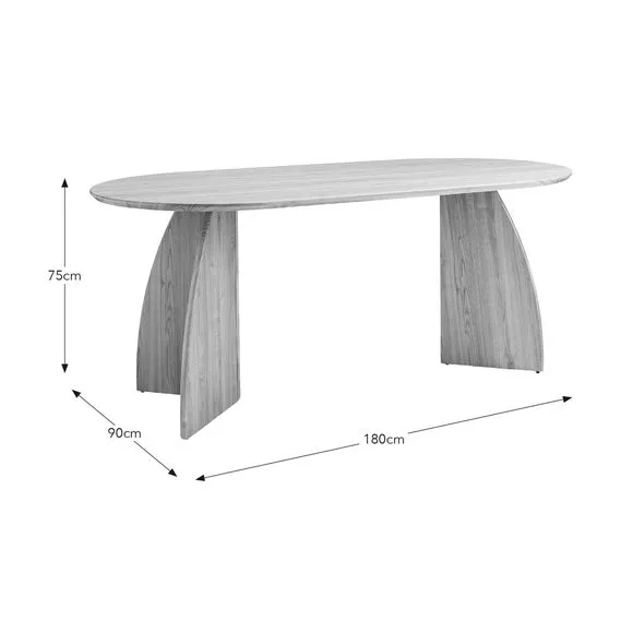 Effy 6 Seater Oval Dining Table, Natural Wood Effect 6