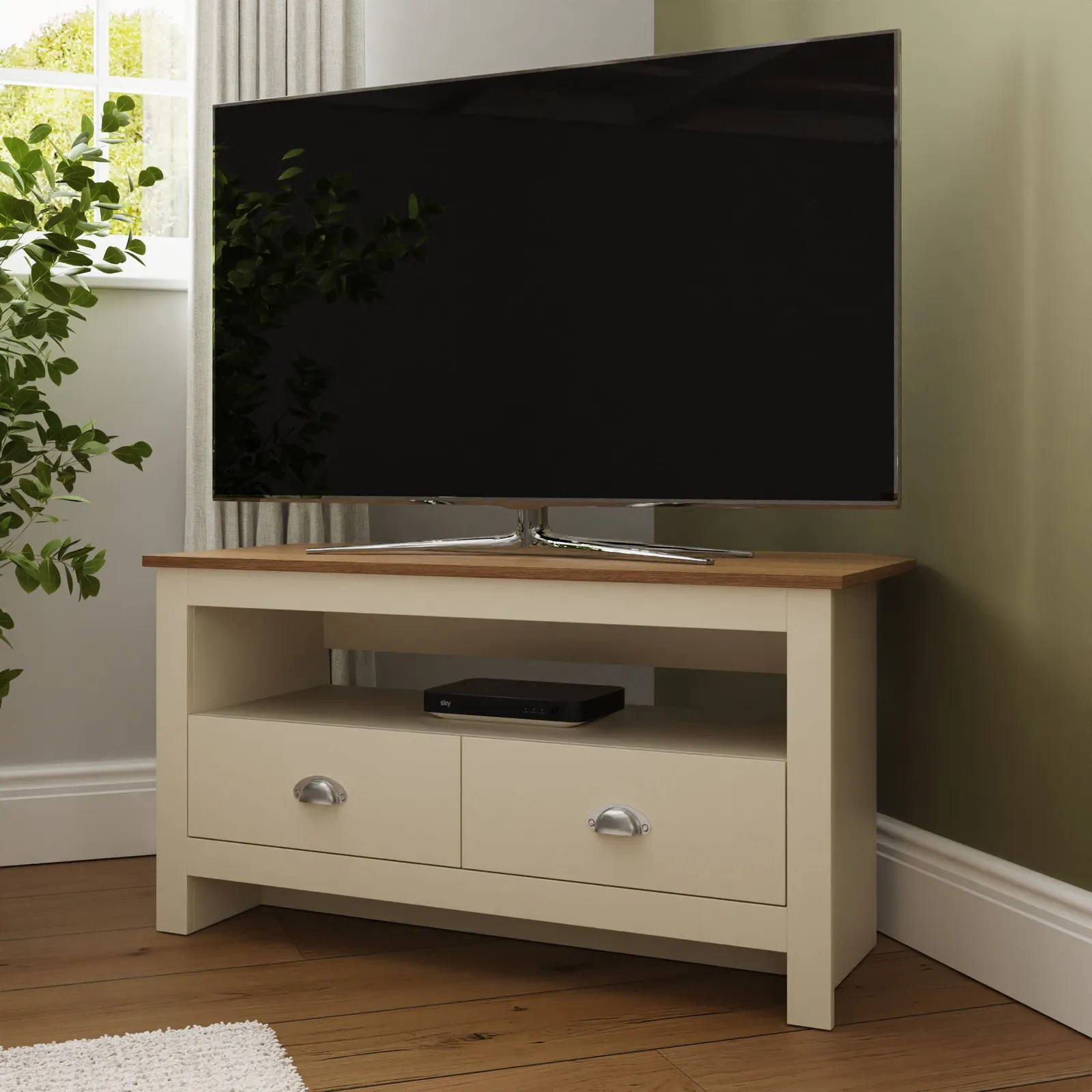 GFW Lancaster Corner TV Unit in Cream 2
