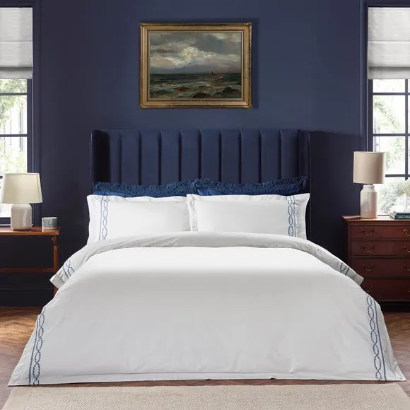 Dorma Coastal Embroidery 100% Cotton Duvet Cover & Pillowcase Set 1