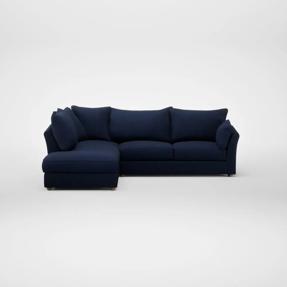 Heal's Tailor Left Hand Facing Corner Sofa Melton Wool New Navy Natural Feet 2