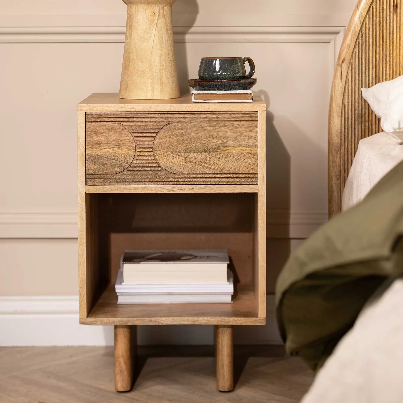 Zuberi Bedside Table 40X40X62Cm, Neutral Wood | Barker & Stonehouse 2