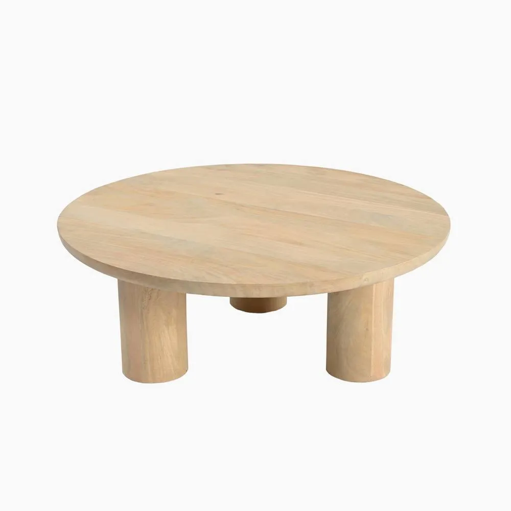 FurnitureboxUK Teton Round Wood 3 Leg Coffee Table in Light Brown 4