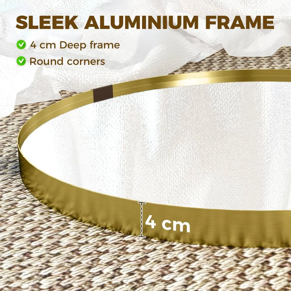 HOMCOM Wall Mirror 61 cm, Wall Mounted Bathroom Mirror in Gold 4