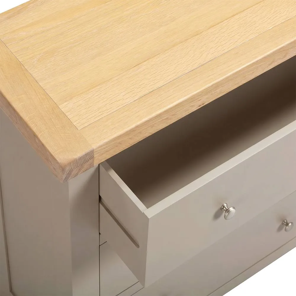 Seconique Windsor 3 Drawer Chest (Fully Assembled) - Putty/Oak in Beige 6