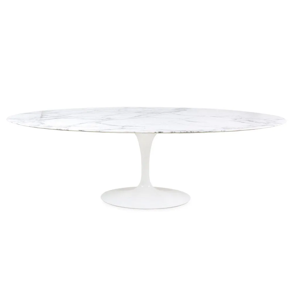 Knoll Saarinen Dining Table with White Base in Brown Emperador 244cm 2