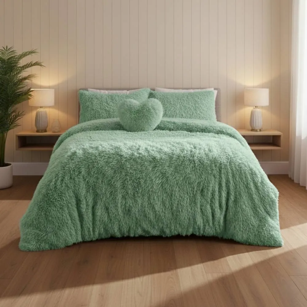 Snug City Super Fluffy Duvet Cover Ultra Soft, Cloud-Like Comfort Snug Sleep in Green