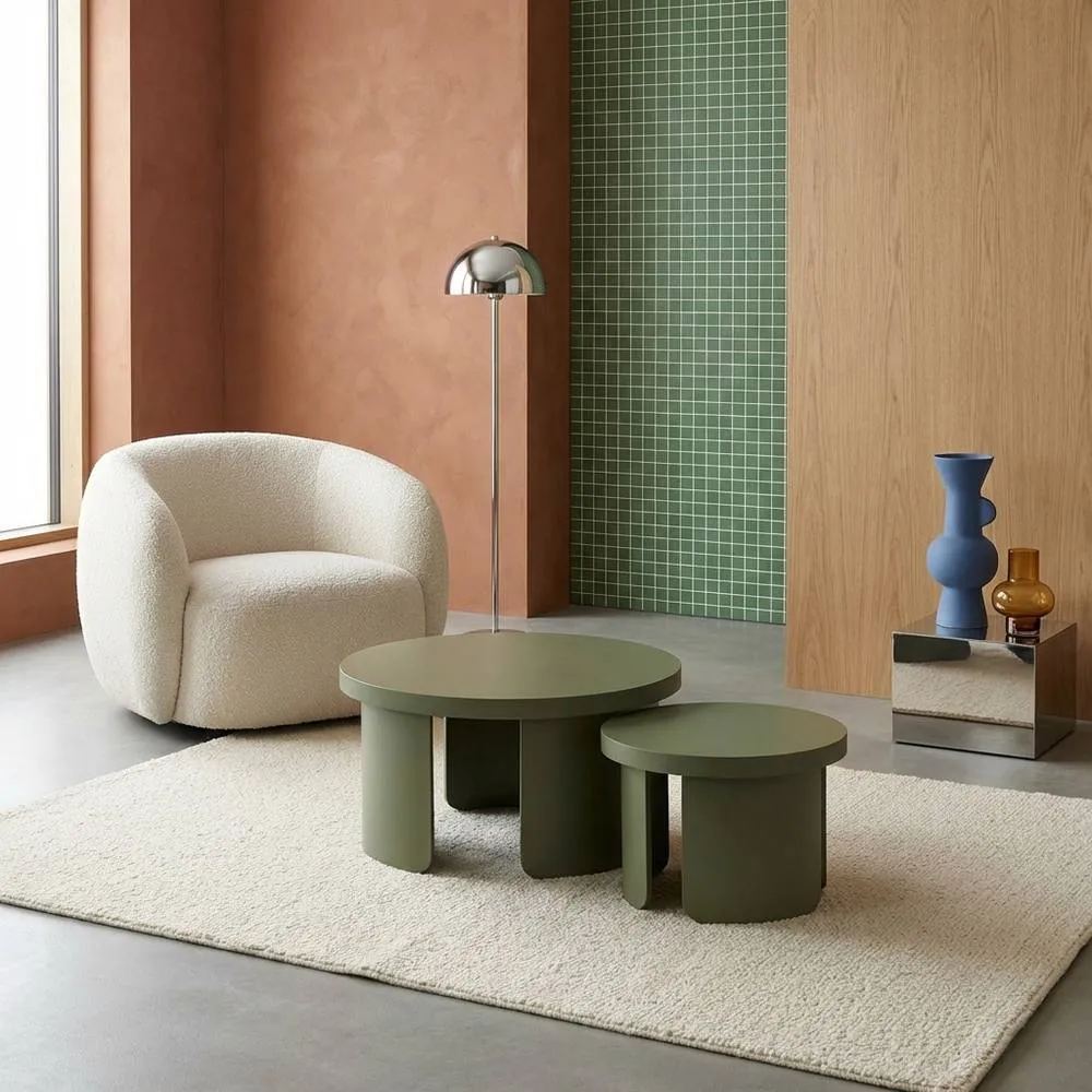 sweeek Set of 2 round nesting coffee tables in Khaki 1