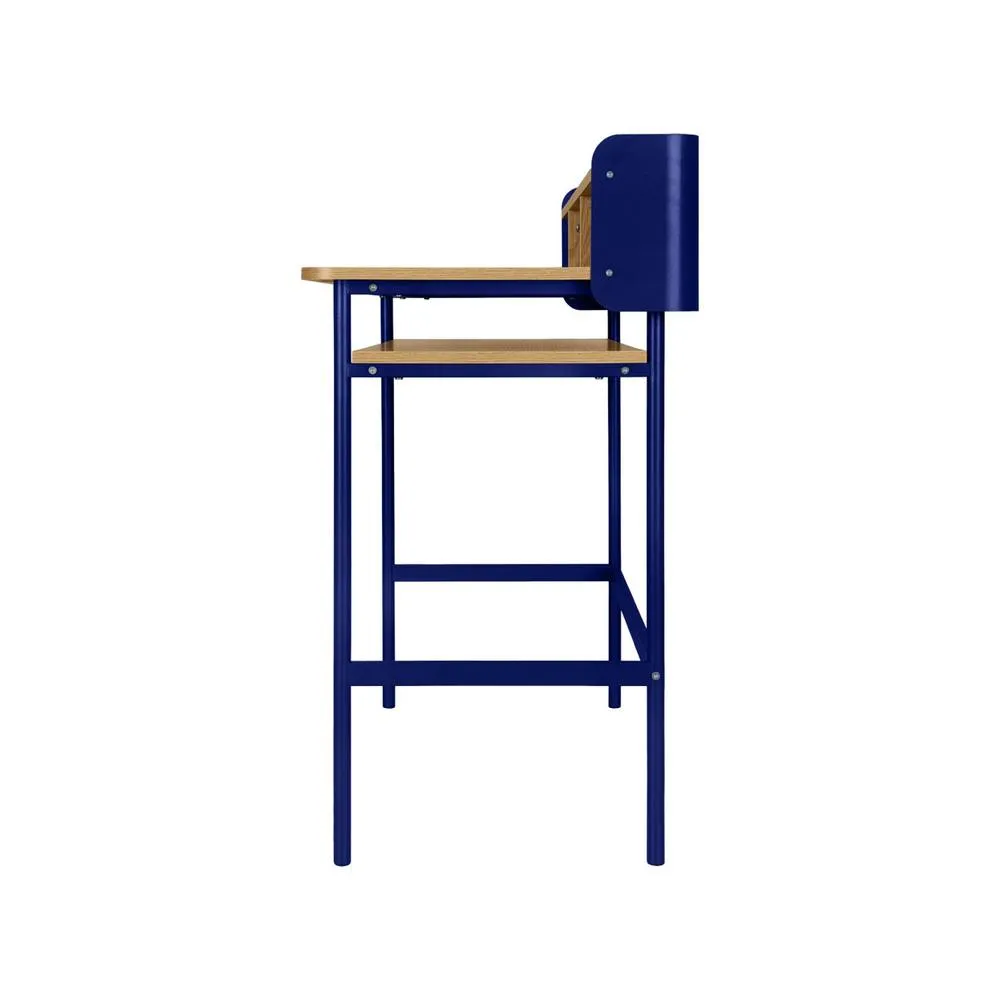 sweeek Metal desk with wood decor 3 niches in Blue 4