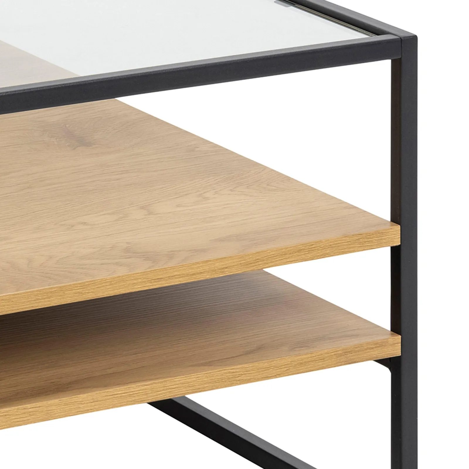 Furniture To Go Randolf Square Coffee Table with 2 Shelves in Black & Oak 6