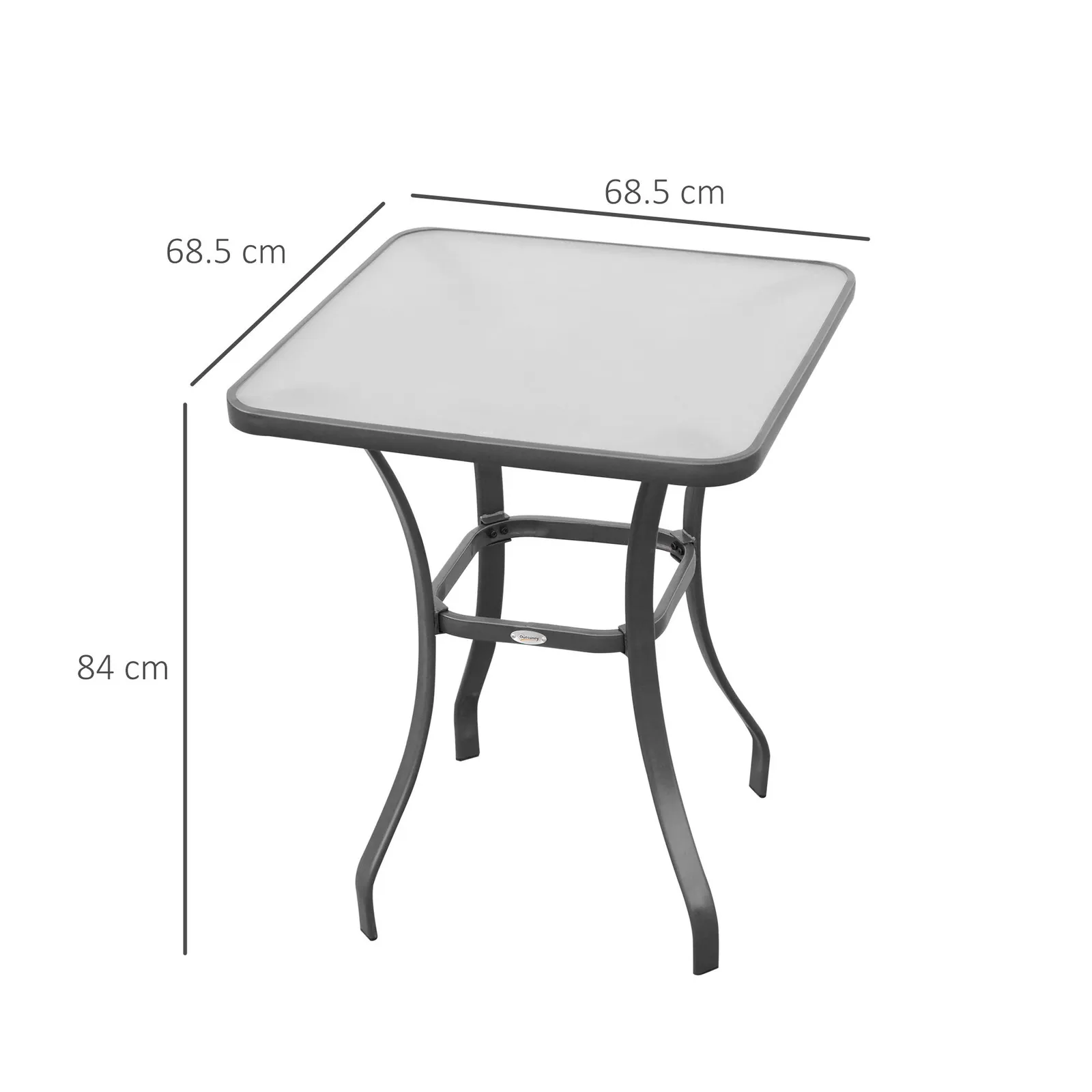 OUTSUNNY Garden Bar Table Bistro Square Glass Dining Kitchen Breakfast Pub in Black 3