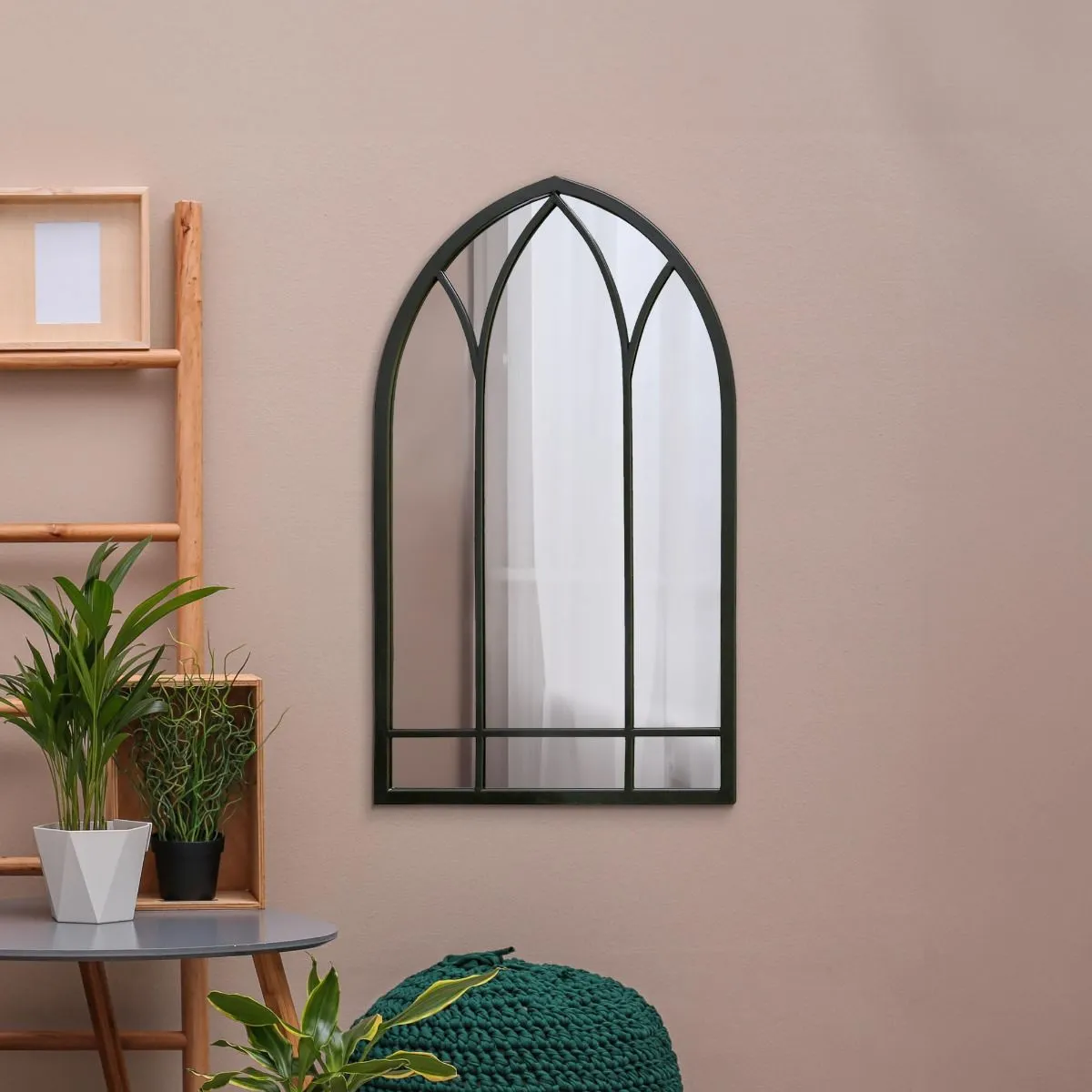 MirrorOutlet Black Metal Framed Arched Wall Mirror 32" X 19" (83CM X 48CM) 6