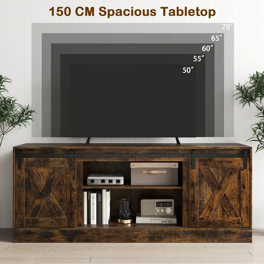 Costway Wooden TV Stand Cabinet for 70 Inch TVs Media Entertainment Center in Brown 6
