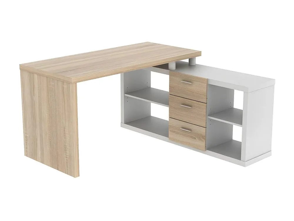 Vente-unique Corner Desk With Storage - White & Oak - ALDRIC III in Light Oak 5