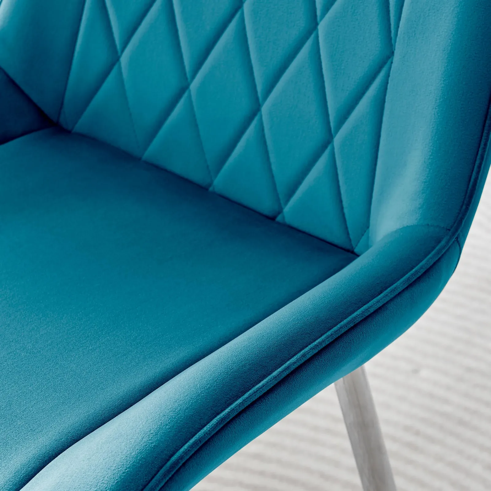 FurnitureboxUK 2x Pesaro Velvet Silver Leg Luxury Dining Chairs in Blue 6