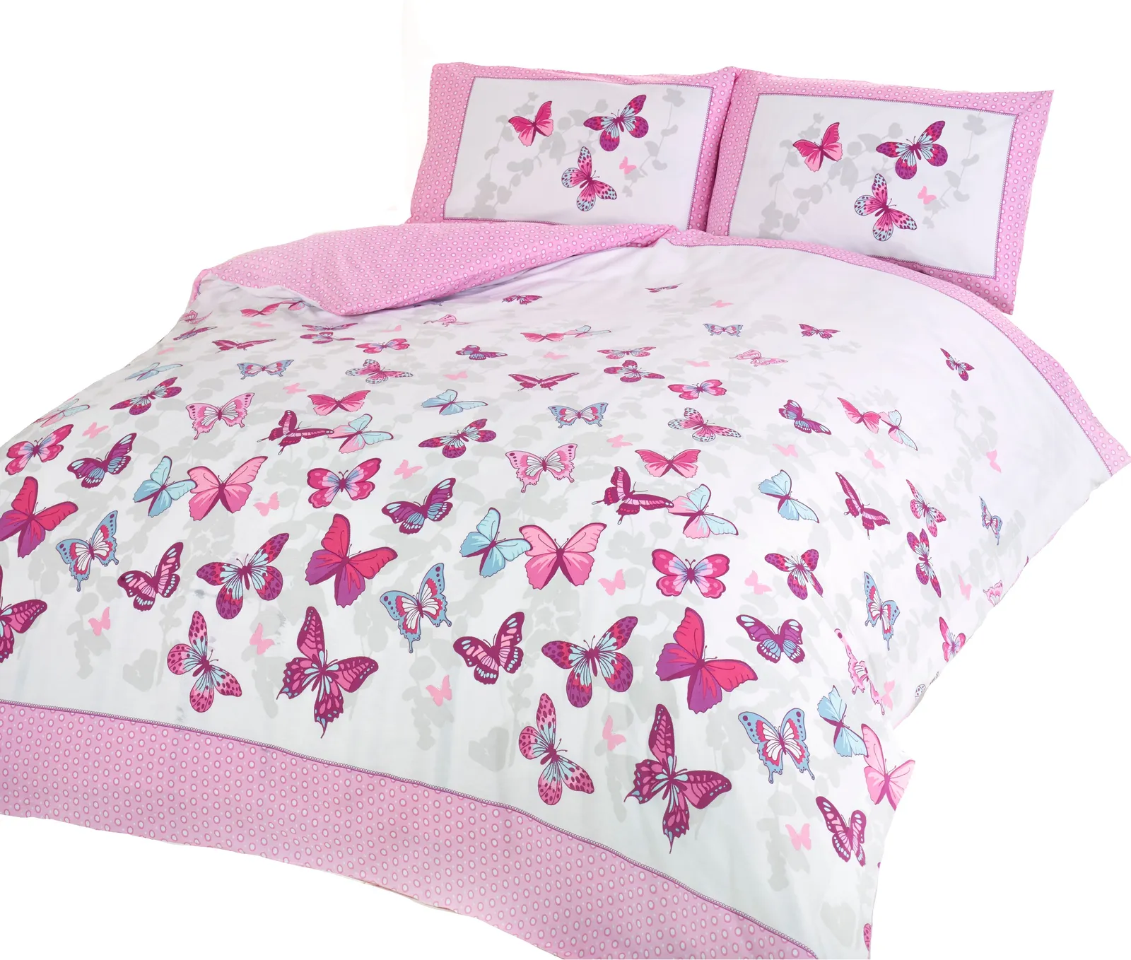 Rapport Home Butterfly Flutter Polycotton Duvet Cover With Pillowcase in Pink 2