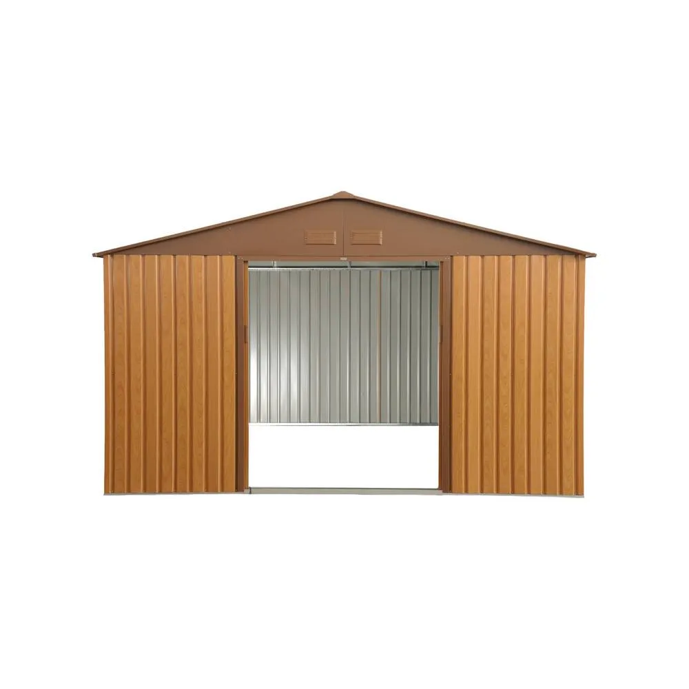 sweeek 10.85 m² metal garden shed with two sliding doors in Brown 6