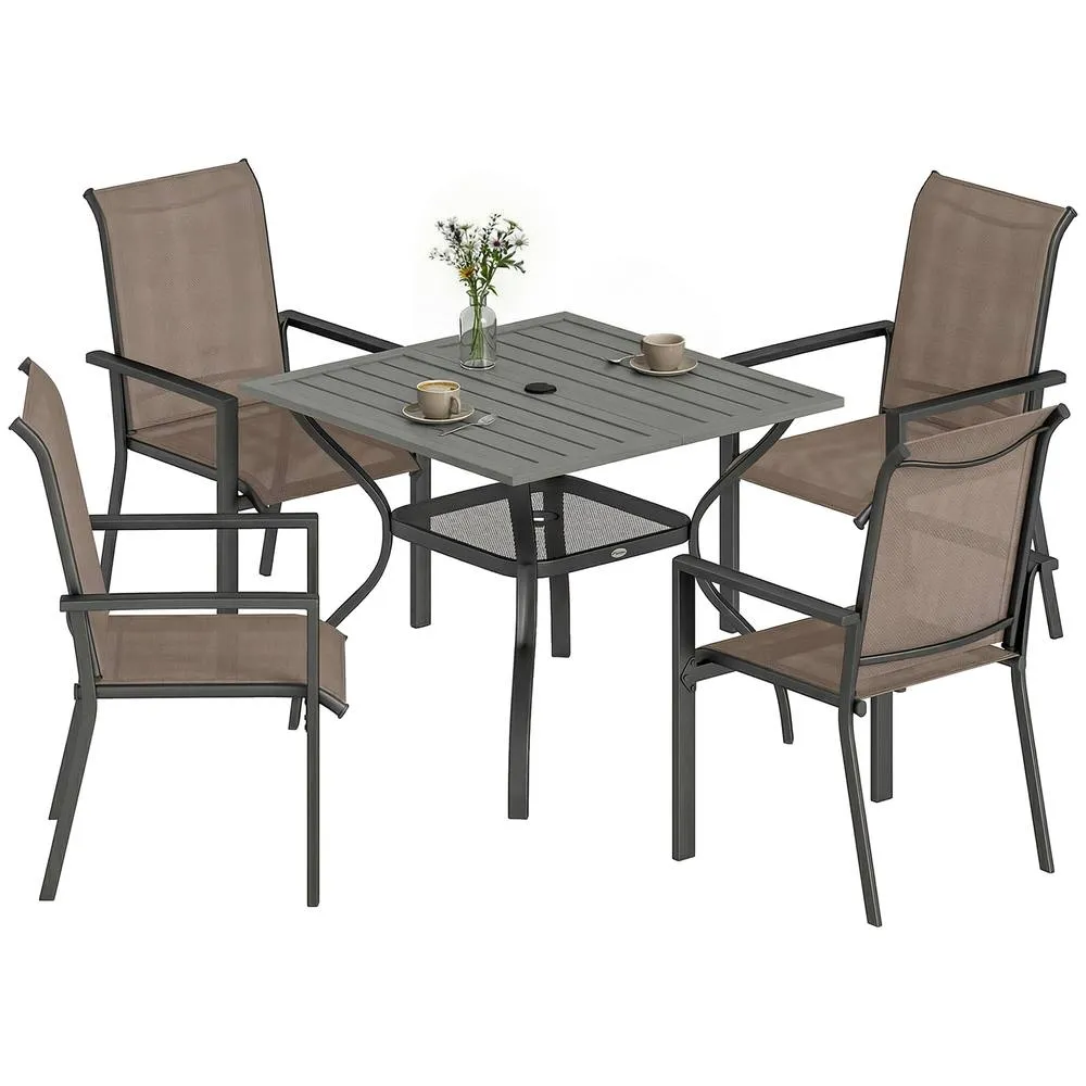 OUTSUNNY 5 Pieces Outdoor Dining Set for 4, Patio Furniture Set in Grey 2