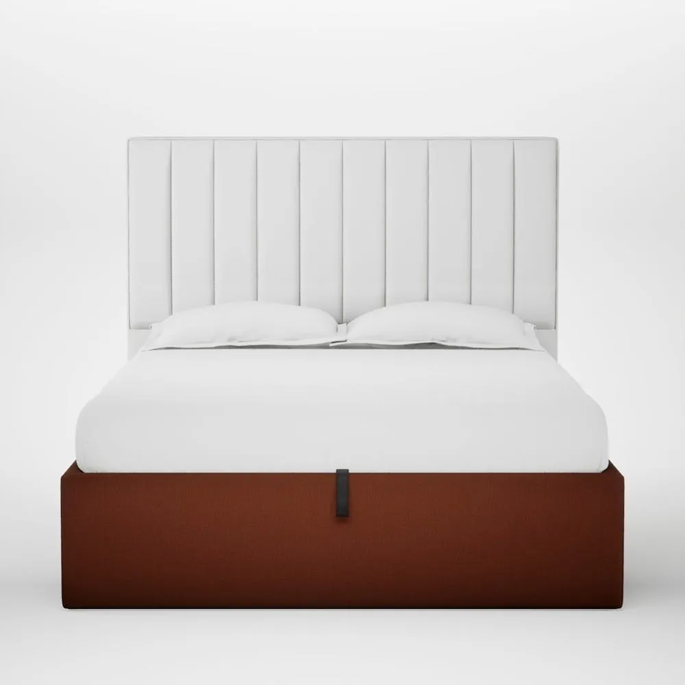 Heal's Lift Storage Divan King Smart Cotton Linen Rust Natural Feet 1