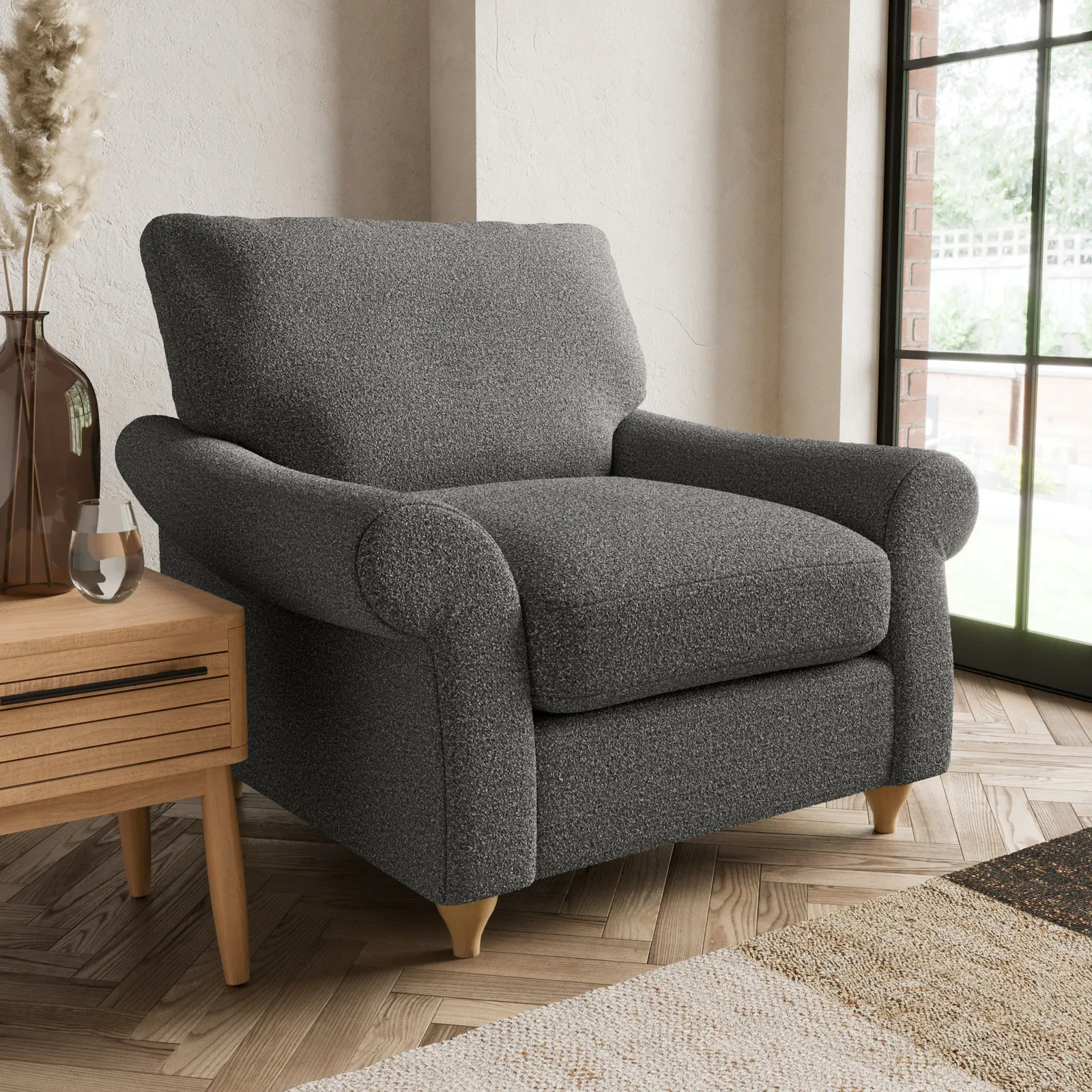 Salisbury Cosy Marl Armchair Dark Grey
