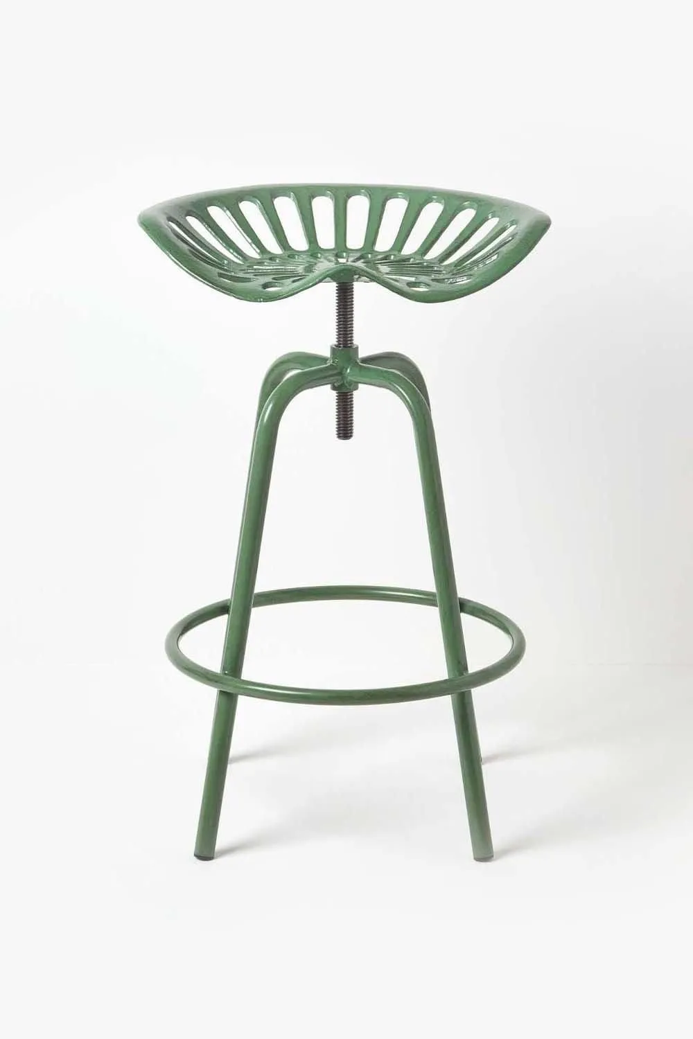 Homescapes Vintage Style Metal Adjustable Tractor Seat Bar Stool in Green 2