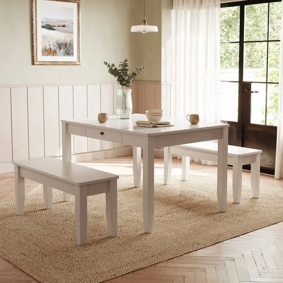 Lynton 4 Seater Dining Table and Bench Set 1