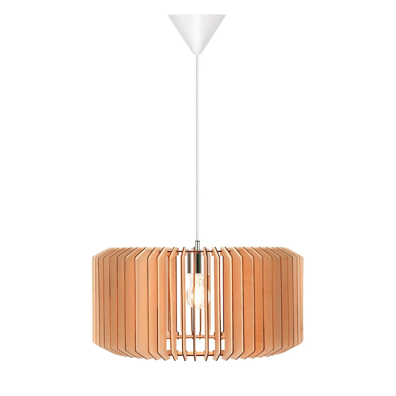 Nordlux Asti Pendant Light Brown Wood Dining Room E27 Mains 50cm
