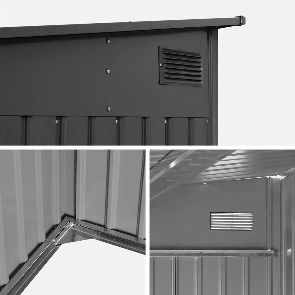 sweeek Steel garden shed 5.5m² with anchoring kit in Dark Grey 6