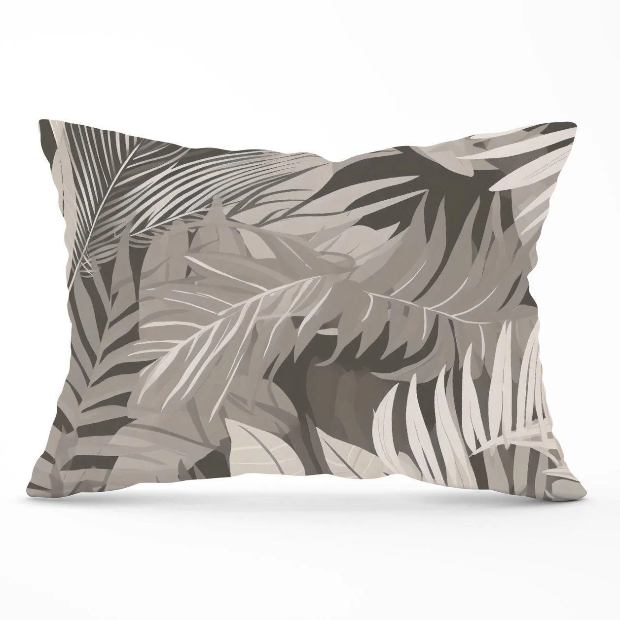 Warren Reed - Designer Grey Brown Tropical Leaves Cushions