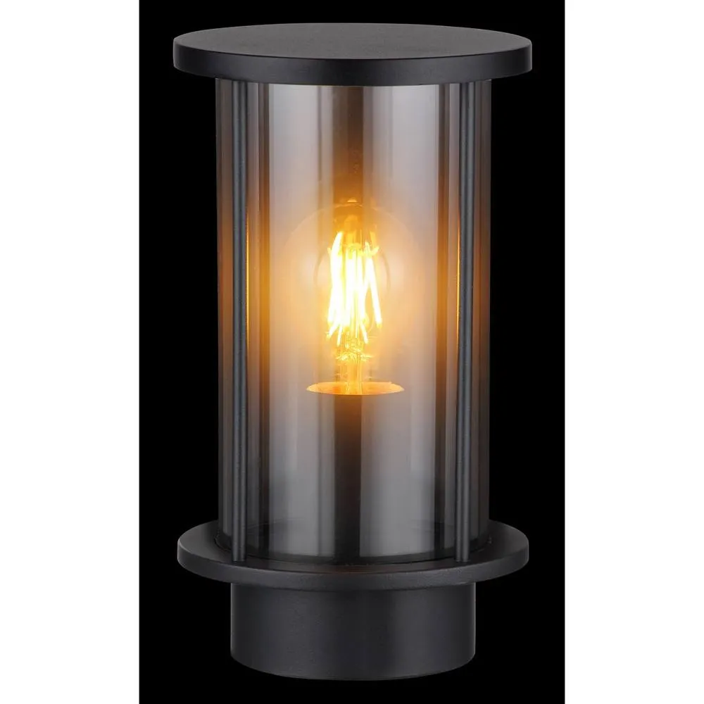 Netlighting Gracey Outdoor Wall Lantern Matt Black IP54 Smoke Glass Shade 1x E27 5