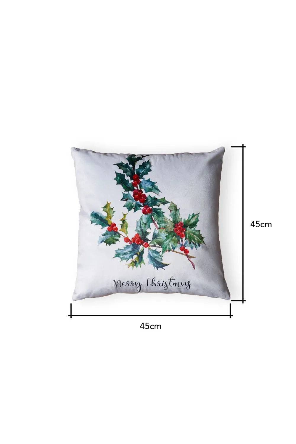 BHS Christmas Holly Print Cushion in Green 4